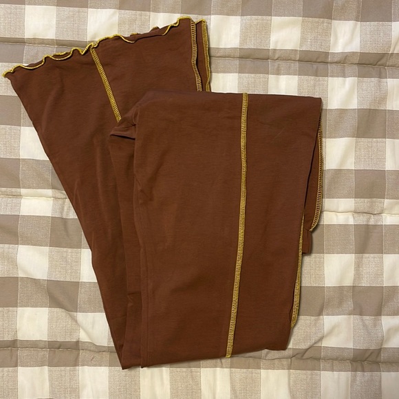 Brown and yellow bell bottom mens pants - Picture 1 of 1